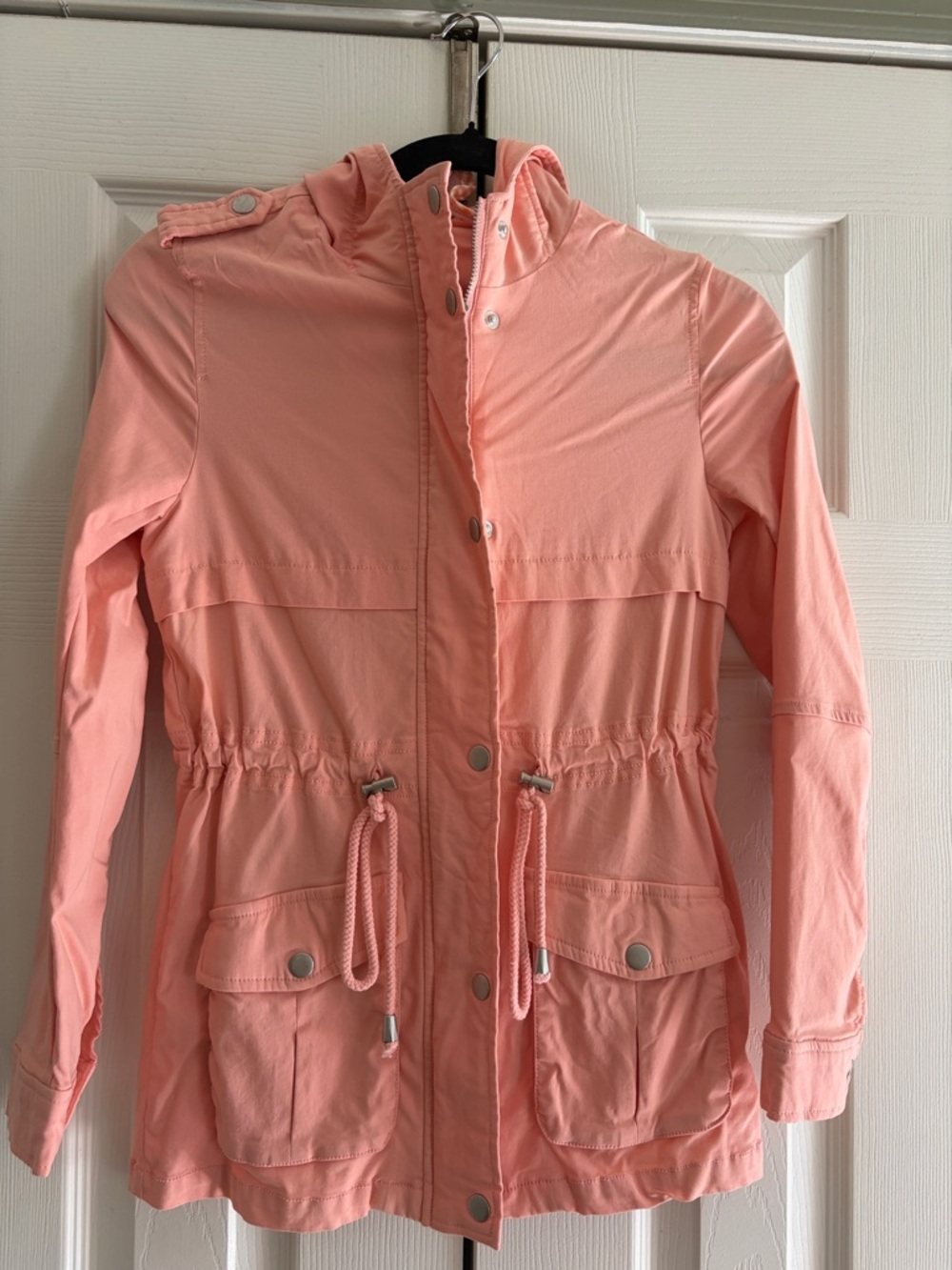 Lightweight Coral Utility Anorak with Hood